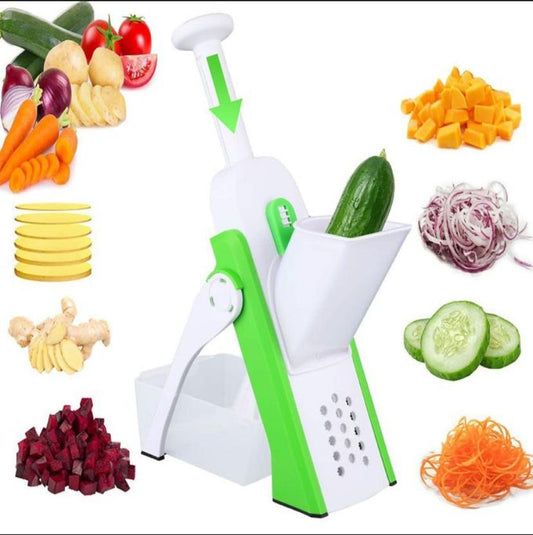 Mandoline Coupe-Légumes Multifonction avec Lames Interchangeables et Bac de Récupération